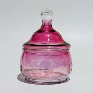 Vintage Princess House‎ Cranberry Heritage Pink Etched Glass Apothocary Jar